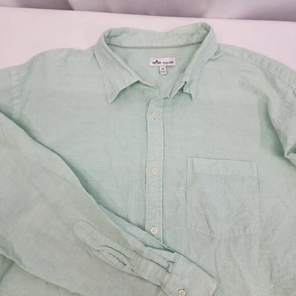 Peter Millar Size XL Long-Sleeve Button-up Linen Blend Men's Shirt R19 - Picture 1 of 7